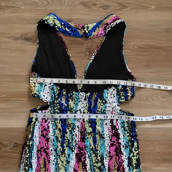 NWT Nasty Gal Stripe Sequin Halterneck Cut Out Jumpsuit - Picture 8 of 15